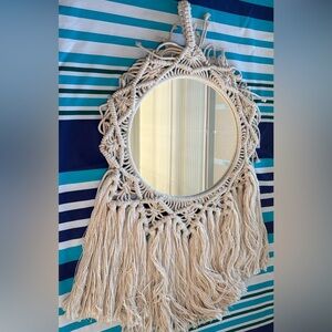 Bohemian Cream Macrame Wall Mirror